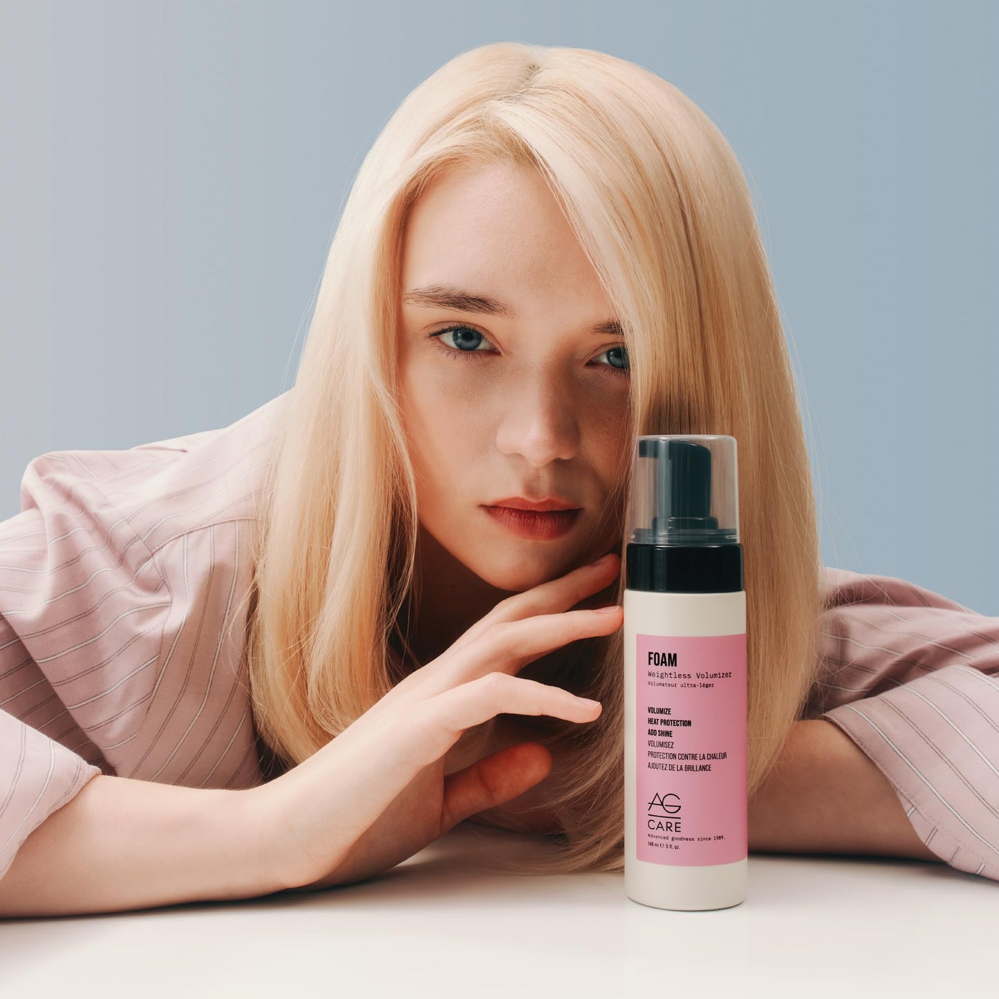 AG Care Foam Weightless Volumizer, Lightweight with Heat Protection for Fuller Looking Hair, 5 Fl Oz