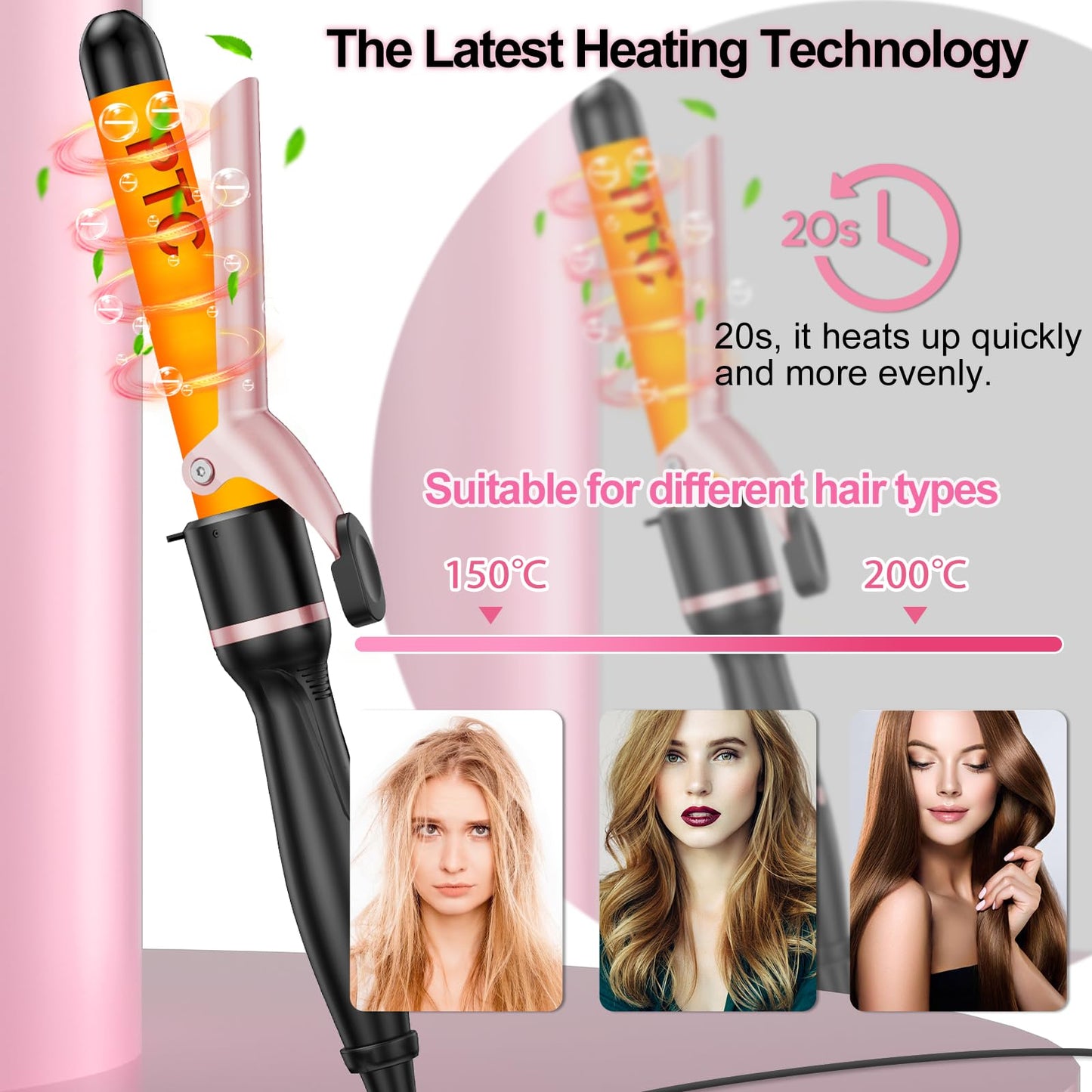 SEIPIKOL 6 in 1 Hair Straightener and Curler, 3/4 to 1 1/2 inch Ceramic Barrel Wand Curling Iron Set, Auto Off, Dual Voltage Hair Styling Hot Tools