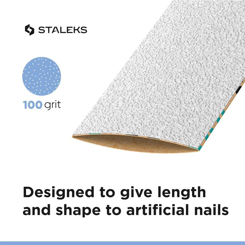 STALEKS PRO Disposable White Abrasive Tape papmAm Expert – 100 Grit – 7m Roll in Plastic Case – Glueless Replaceable Abrasive – Professional Nail Shaping – Manicure & Pedicure