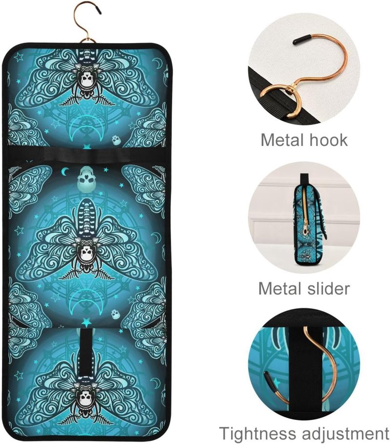 Goth Toiletry Bag Set - Butterfly Skull Makeup Organizer | 3-Piece Travel Cosmetic Bags