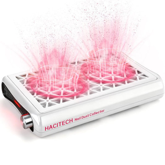 HACITECH Nail Dust Collector | 1600PA Strong Suction, 10-Level Adjustable Speed, 30 Filter Paper Included | Salon & Home Dust Collector Nail Tech
