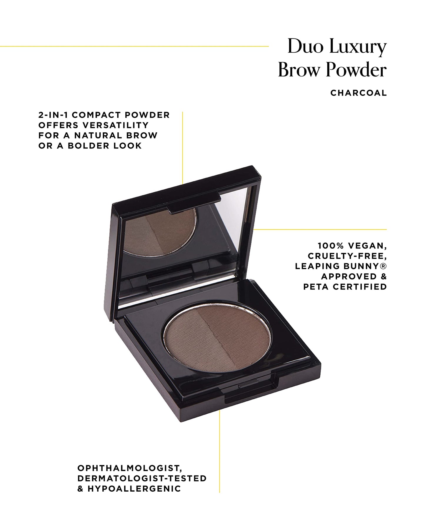 Arches & Halos Brow Shaping Set - Dual Ended Brush With Luxury Brow Powder In Charcoal - Define, Brush And Blend Brows - Easily Fill, Sculpt Full Eyebrows - Vegan, Cruelty Free Makeup - 2 Pc