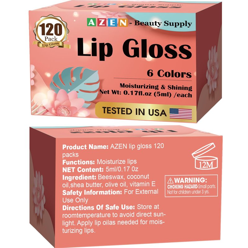 AZEN 120 Pack Lip Gloss Set, Color Lip Oil for Dry Cracked Lips Moisturizing Hydrating Nourishing with Vitamin E, Mothers Day Gifts for Women