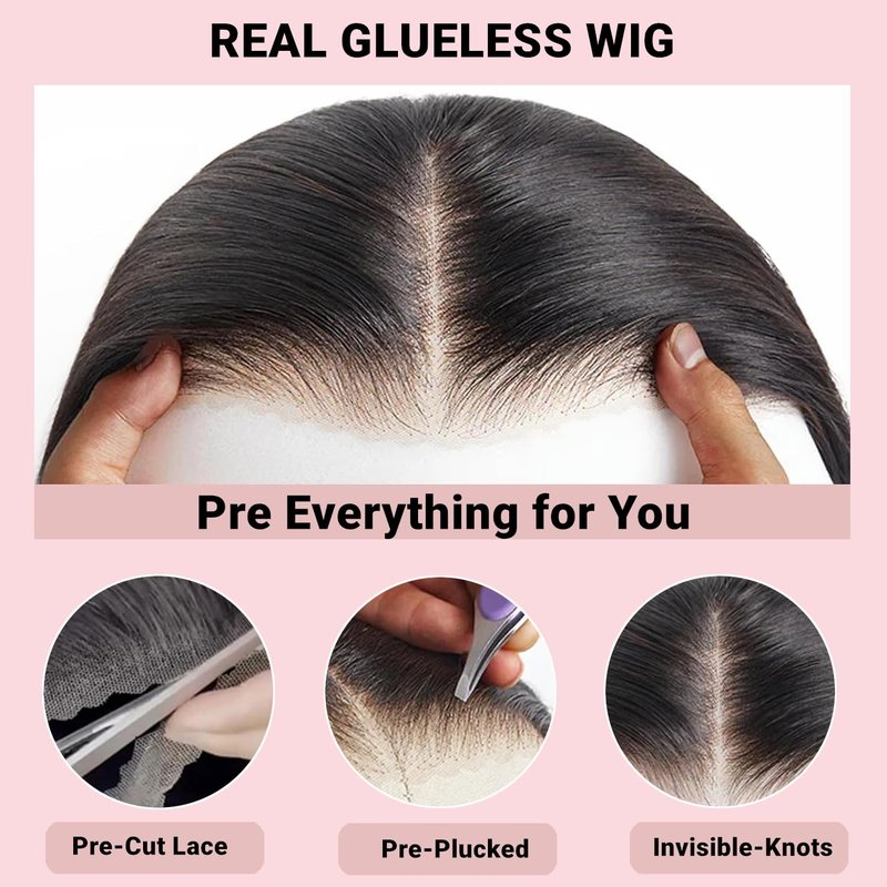 SJXAL Bob Wig Human Hair Wear and Go Glueless Wigs Human Hair Pre Plucked Pre Cut 4X4 Lace Closure Bob Wigs for Black Women 200 Density Short Straight Bob Wig Human Hair For Beginner 12 Inch