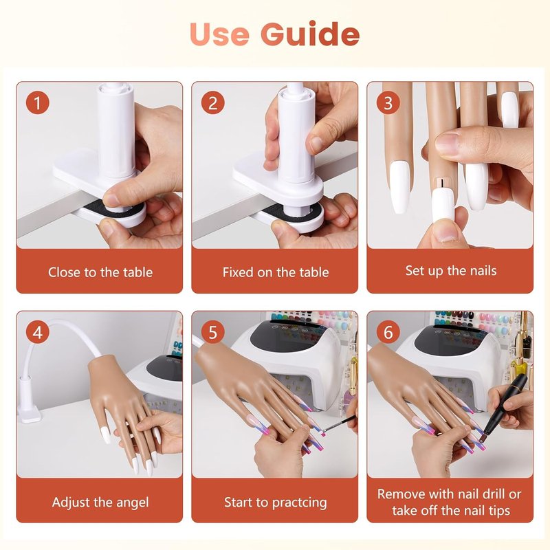 Acrylic Nail Practice Hand - Flexible Mannequin for Beginners | Secure Nail Tips & Realistic Design