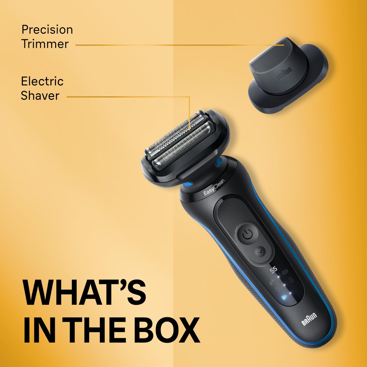 Braun Electric Shaver for Men, Wet & Dry Shave, Turbo Shaving Mode, Foil Shaver, Engineered in Germany, with Precision Trimmer