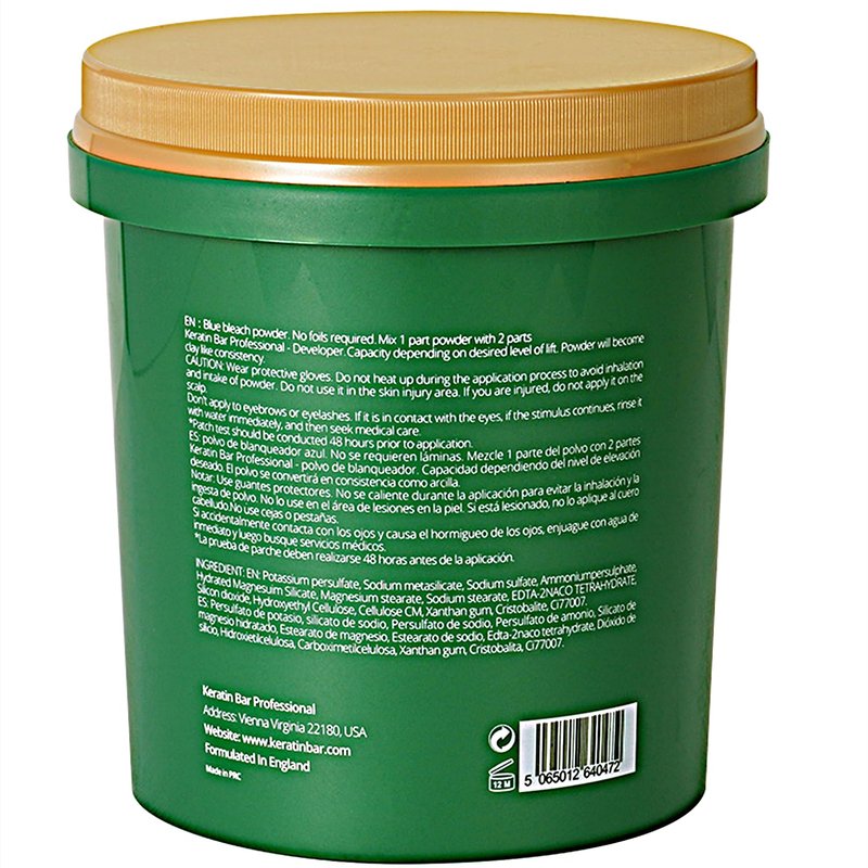 KERATIN BAR Professional Blue Bleaching Powder - Plex Technology - Lifts up to 9 Shades - Maximum Lifting Extra Strength Lightener Hair Highlights All Type & Highlighted Hair - Dust Free - 16.9 oz