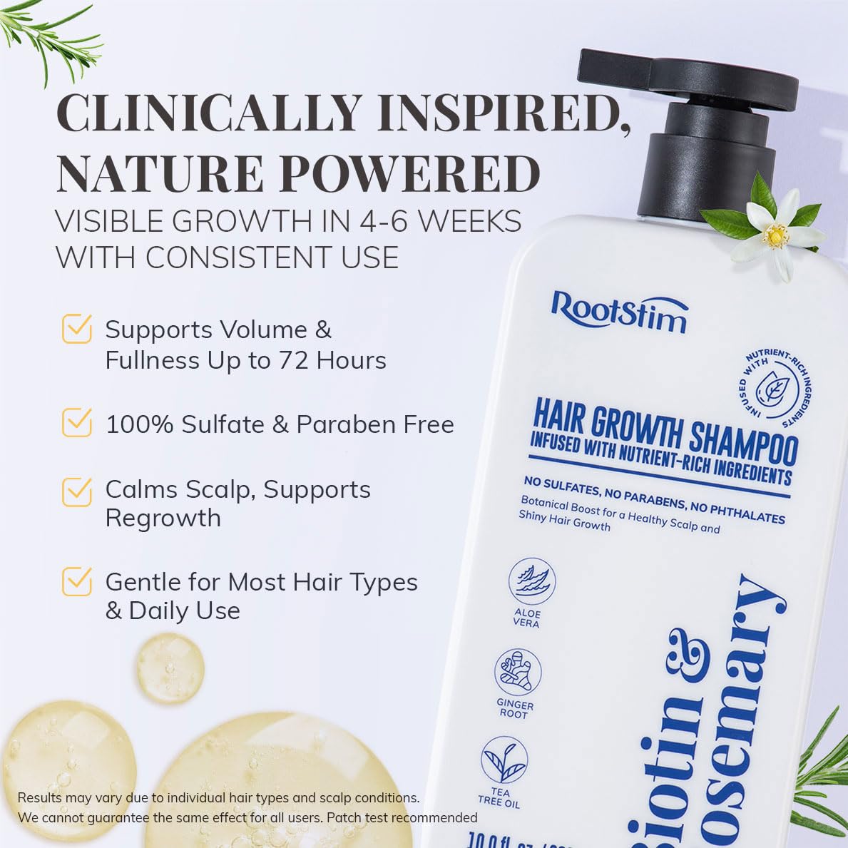 Biotin & Rosemary Shampoo for Hair Growth - Natural Thinning Hair Treatment | Sulfate-Free 10 fl oz