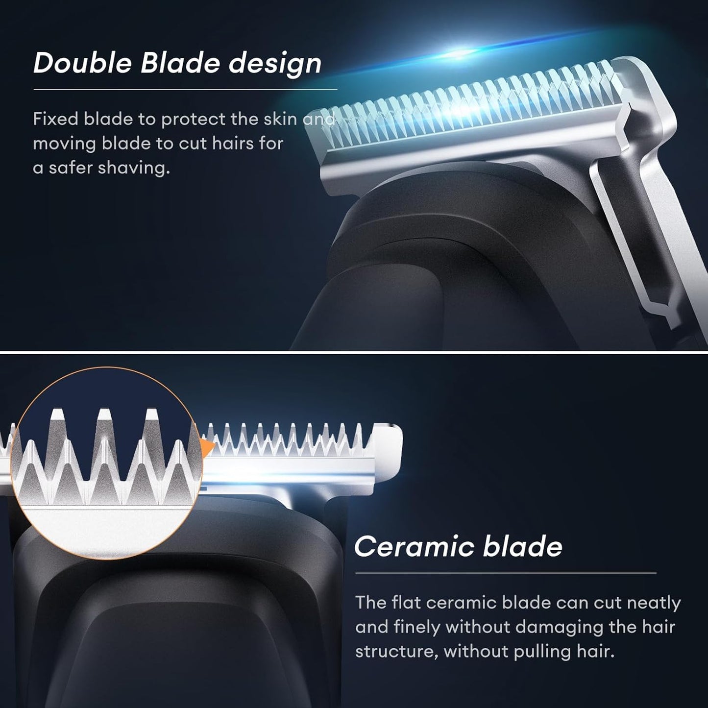 Body Hair Trimmer for Men - kensen 3-in-1 Beard Trimmer for Men, Manscape Men's Groin & Pubic Hair Trimmer IPX6 Waterproof Wet/Dry Hair Clippers for Mens Rechargeable Electric Razor for Mens (Gray)