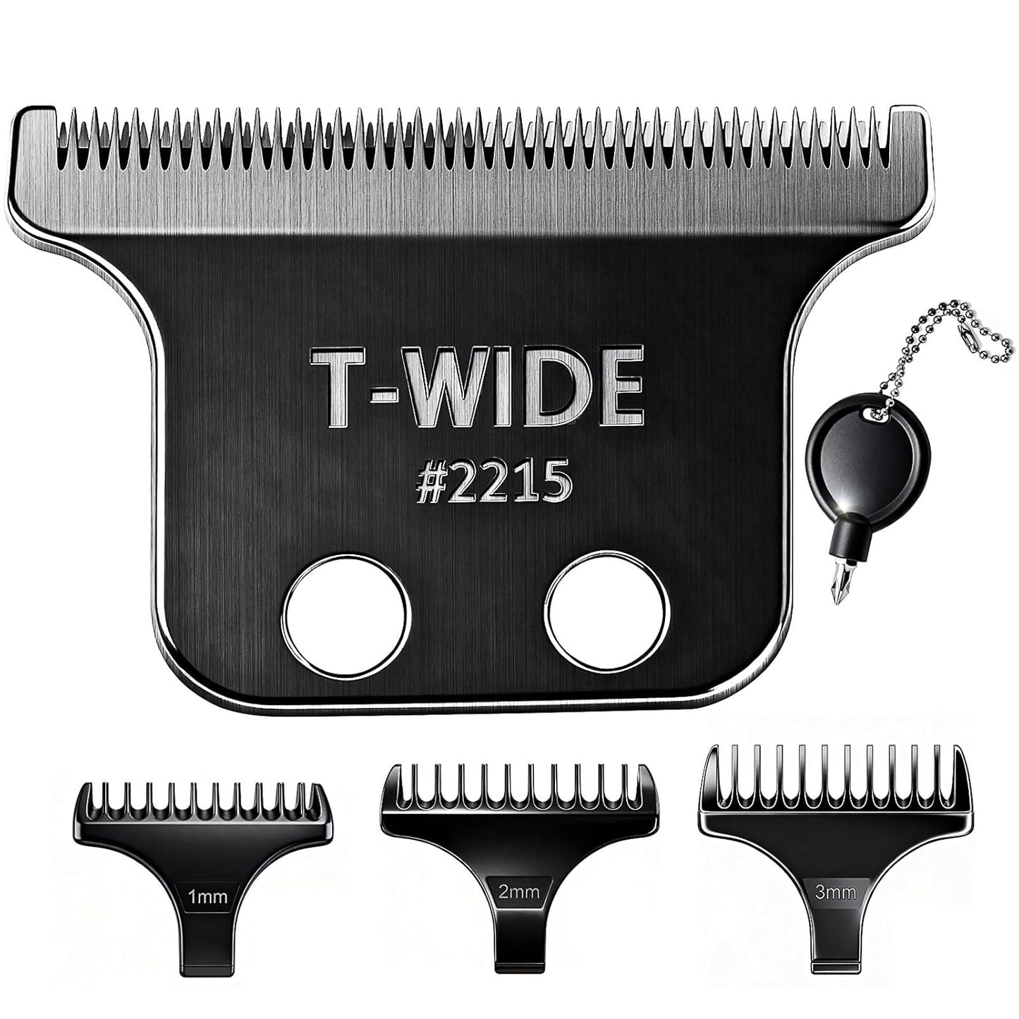 Replacement T Wide Blades for Wahl 5 Star Detailer Li Trimmer - Adjustable Stainless Steel Zero-Gap Blade | 1PC Black