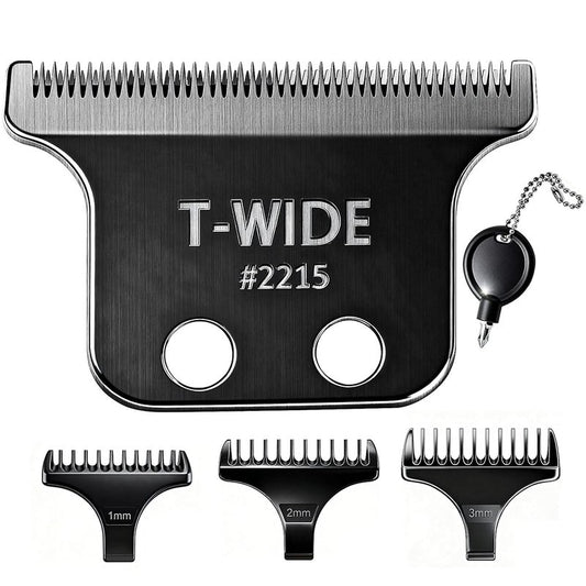Replacement T Wide Blades for Wahl 5 Star Detailer Li Trimmer - Adjustable Stainless Steel Zero-Gap Blade | 1PC Black