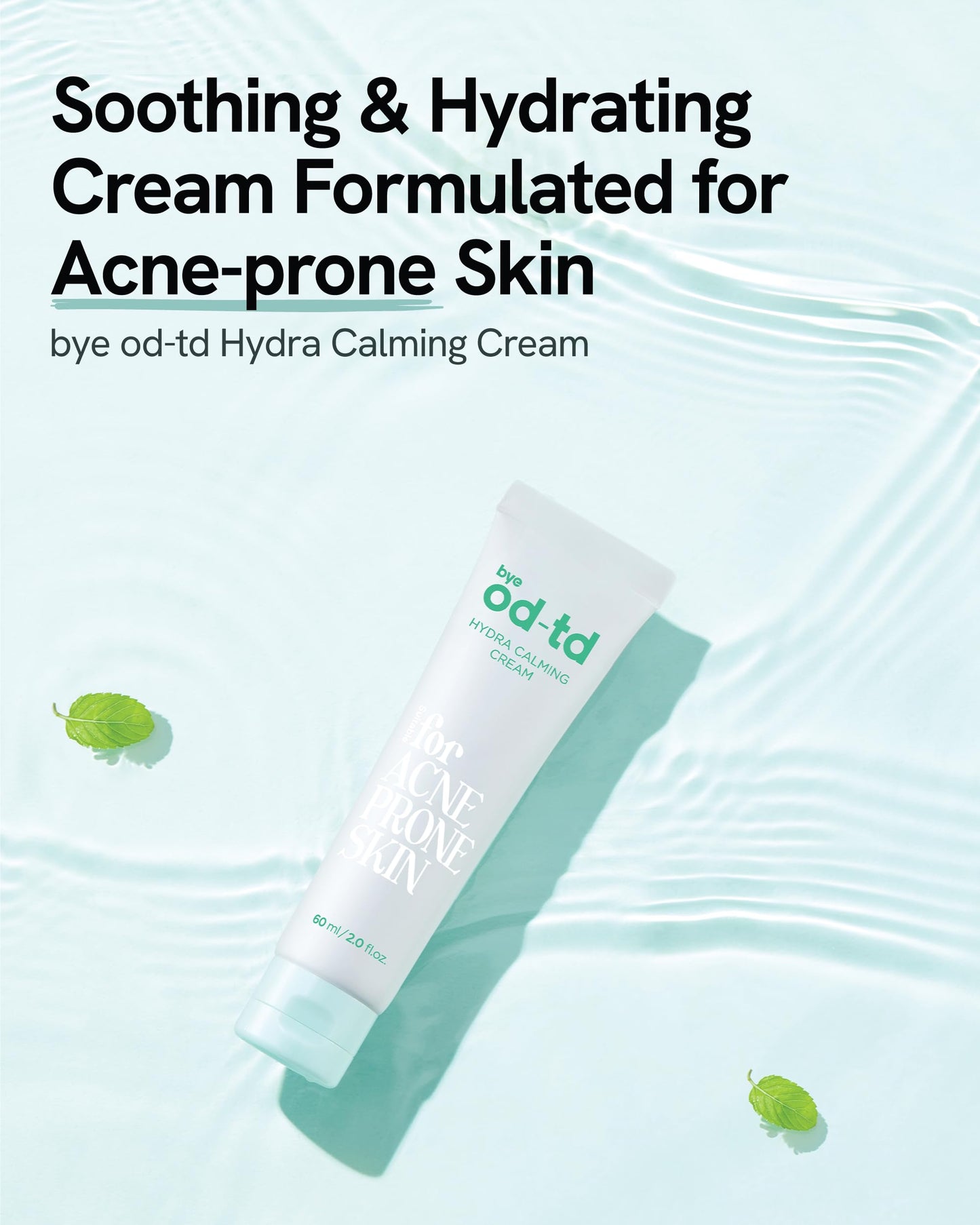 bye od-td Hydra Calming Cream (3.3fl oz) - Gentle Formula, Long Lasting Deep Hydration & Moisturizing Gel for Dry Skin, Barrier Repair, Korean Skin Care. Panthenol, CICA