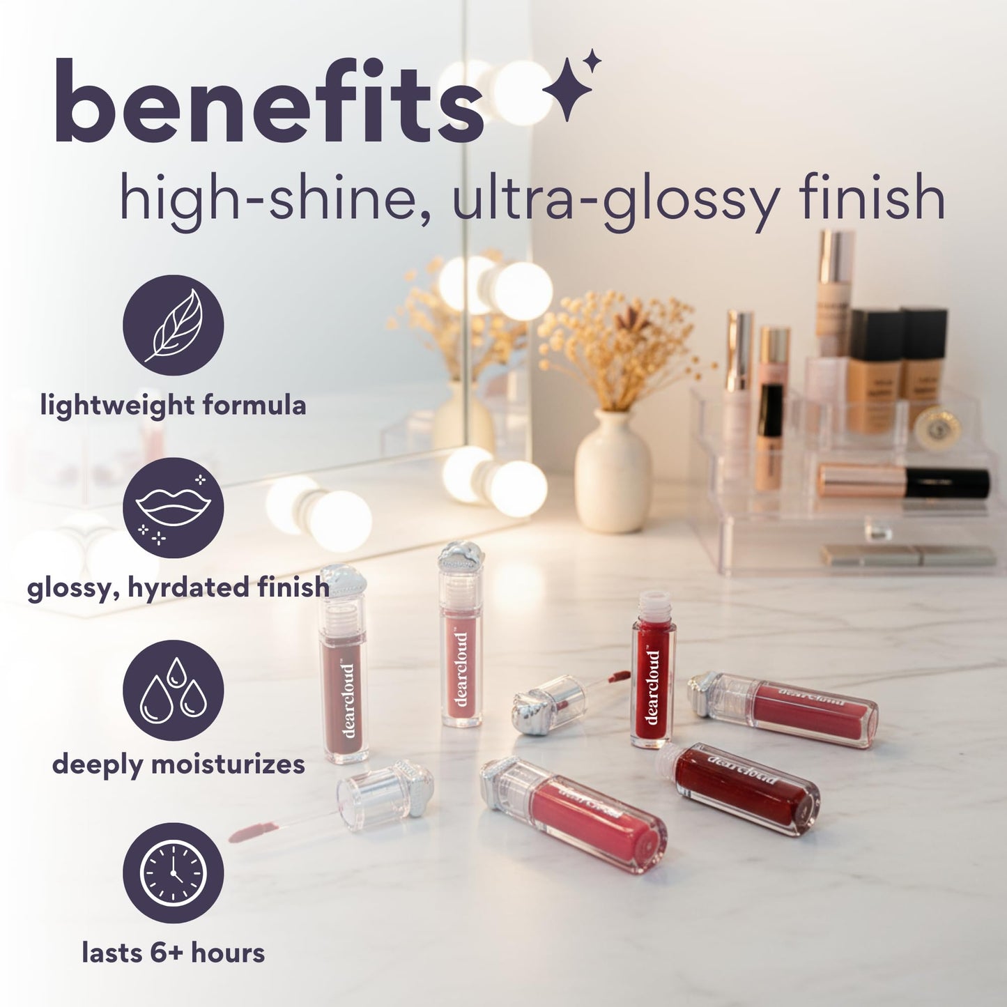dearcloud Color Crush Lip Tint – Lip Gloss for Women – Tinted Lip Balm with Squalane – Pinky (0.13 oz)