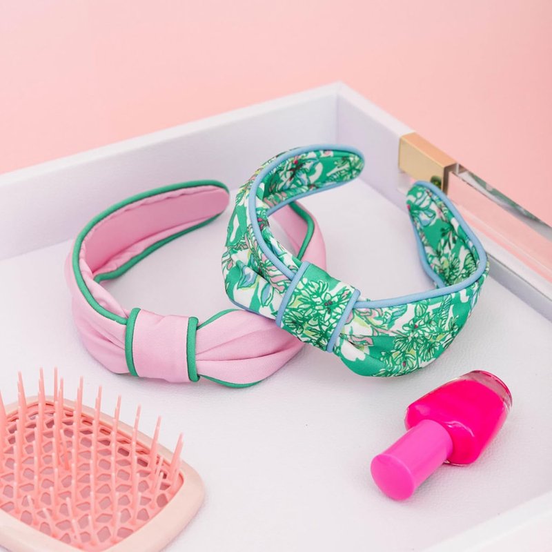 Lilly Pulitzer Pink & Green Low Knot Headband - Colorful Hair Accessory for Women | Conch Shell Pink