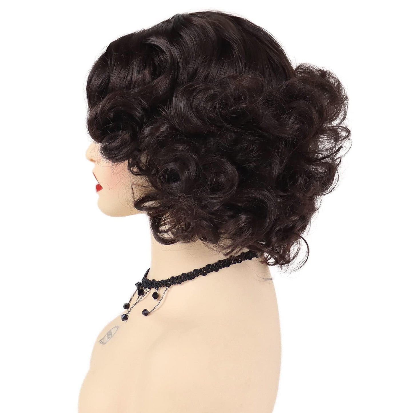 GNIMEGIL Brown Curly Wig 12 Inch Short Hair Fleabag Wigs Natural Fluffy Synthetic Wig Carnival Party Halloween Costume For Women Layered Wavy Brown Chin Length Wigs