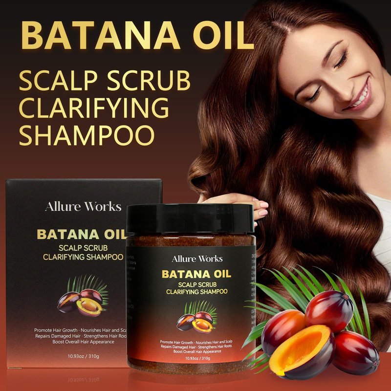 Exfoliating Scalp Scrub Clarifying Shampoo with Batana Oil & Rosemary for Dandruff, Buildup, Oily or Itchy Scalp, and Thinning Hair – Natural Scalp Cleansing Shampoo for Men and Women – 310g