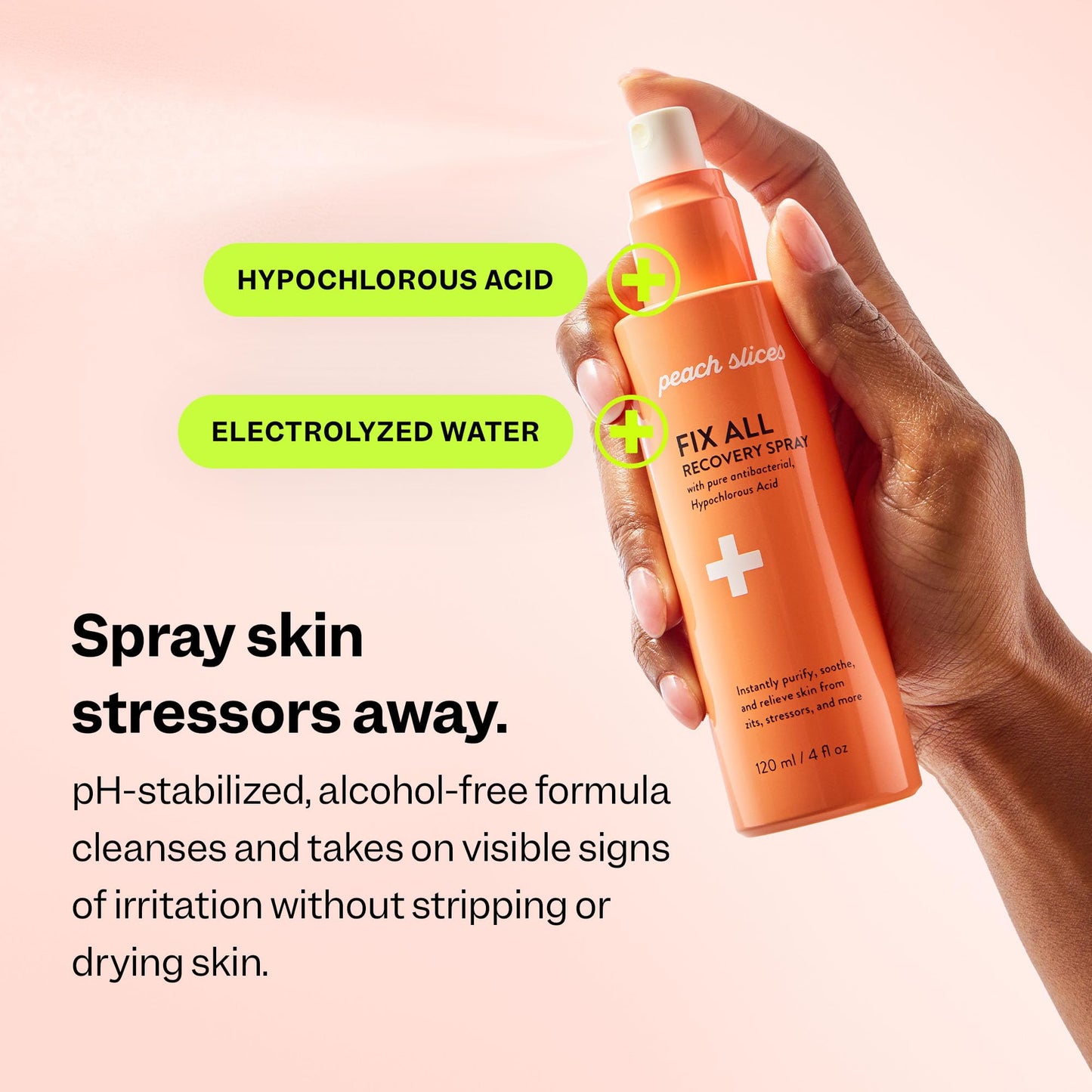 Peach Slices - Fix All Recovery Spray (4 oz) - Purify, Soothe, & Relieve - Zits, Stressors, & Redness - Hypochlorous Acid Spray - Electrolyzed Water - Vegan & Cruelty Free - Korean Skin Care & Beauty