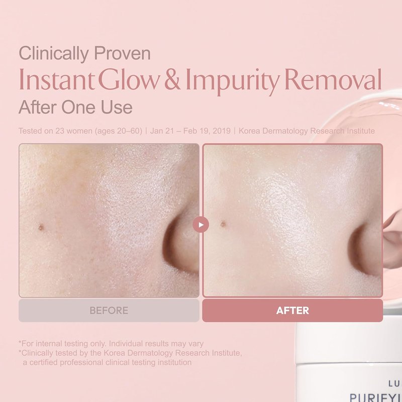 Lumiere Purifying Clay Mask - Korean Deep Pore Cleanser for Oily Skin | Detoxifying Kaolin & Antioxidant Berry Complex