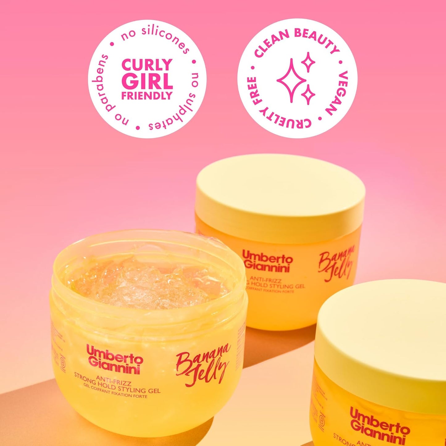 Umberto Giannini Banana Jelly Styling Gel - Strong Hold Curl & Slick Back Gel for Curly Hair | Vegan, Anti-Frizz, 200ml
