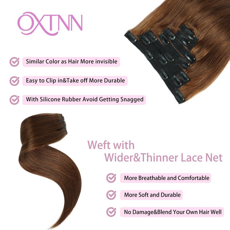 Clip in Hair Extensions Real Human Hair Chocolate Brown 12 inch 7pcs 70g/Pack, Human Hair Clip in Extensions, Salon-Grade Quality, Easy Comfort Wear for Women (#4, 12 inch)