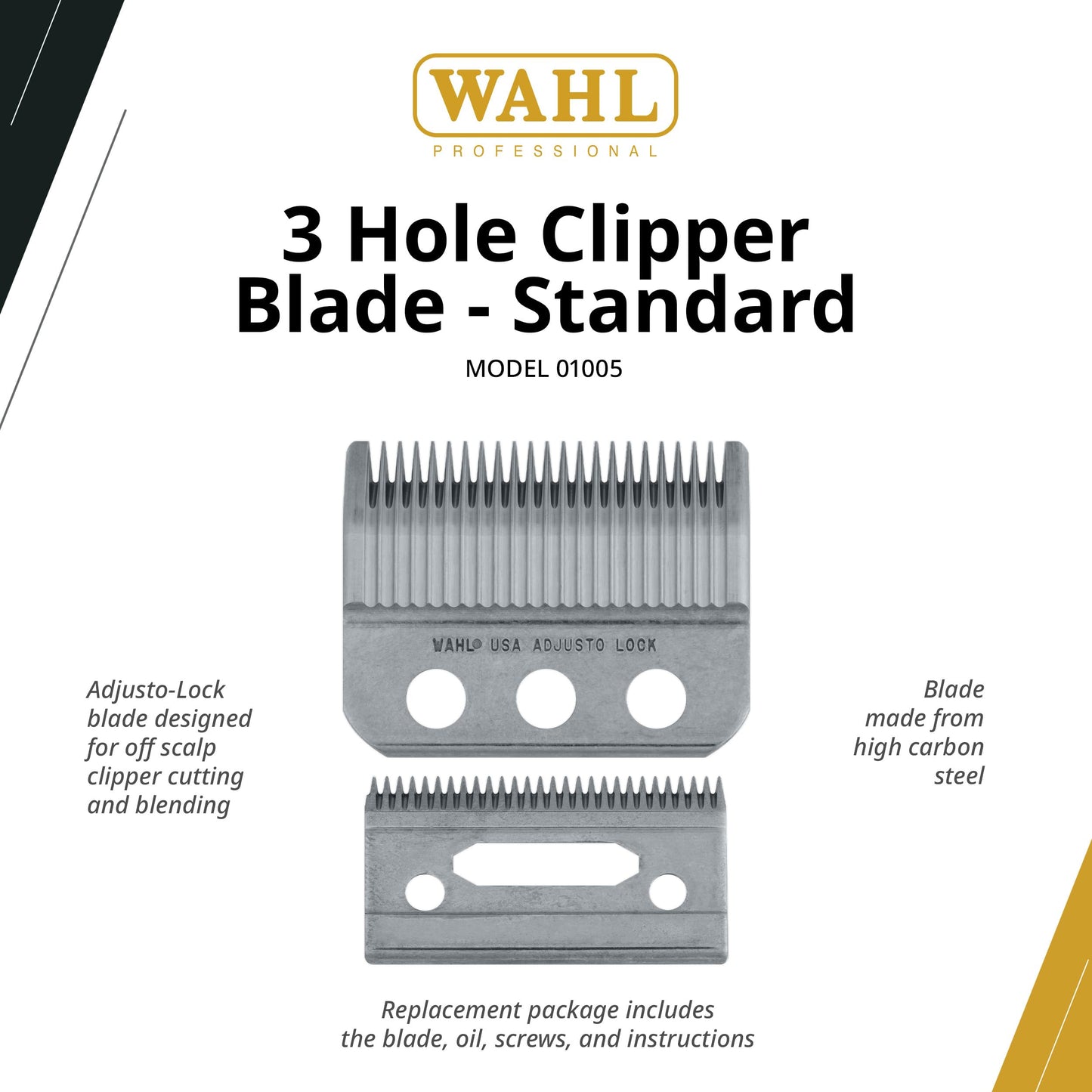 Wahl Professional 3-Hole Standard Clipper Blade, 1mm-3mm, Adjusto-Lock Replacement for Designer, Senior, and Pilot, Nugget, Sterling 1 Plus and Sterling 4 Clippers