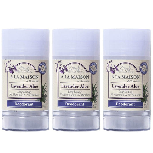 A La Maison Natural Deodorant, Traditional French Formula with Shea Butter, Coconut & Essential Oils, Aluminum-Free, Vegan, Long-Lasting Odor Protection (2.4 Oz, 2Pack, Lavender Aloe)