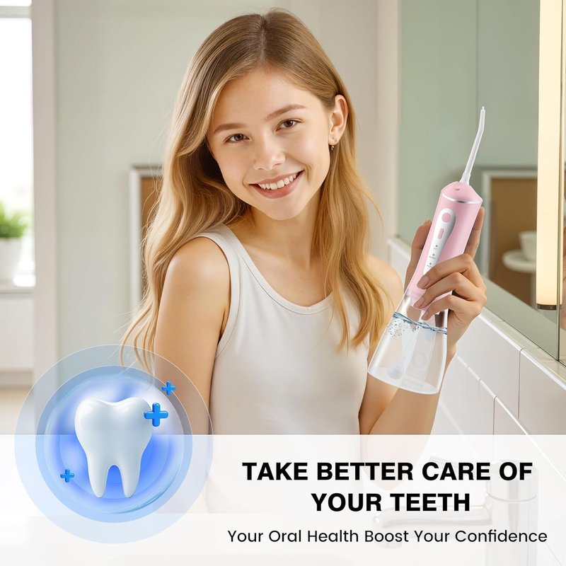 Rechargeable Water Flosser for Teeth Cleaning - Portable Oral Irrigator | IPX7 Waterproof, 5 Tips Included