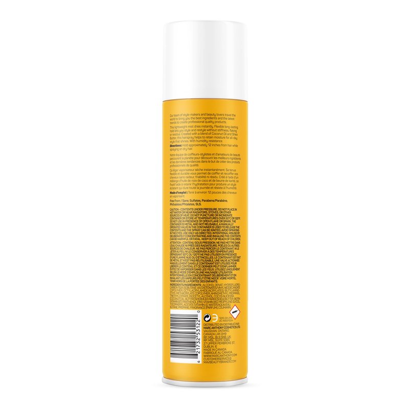 Marc Anthony Volumizing Hair Spray for Volume & Shine, Coconut & Shea - Long Lasting Anti-Humidity Flexible Hold Hairspray With No Flaking, Stiffness or Residue - Hair Styling Fights & Reduces Frizz