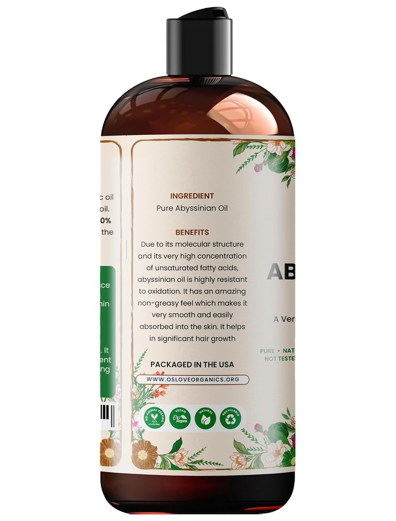 Abyssinian Oil 12 oz - 100% Pure Hair & Skin Moisturizer | Smooth, Shiny Hair & Soft Skin