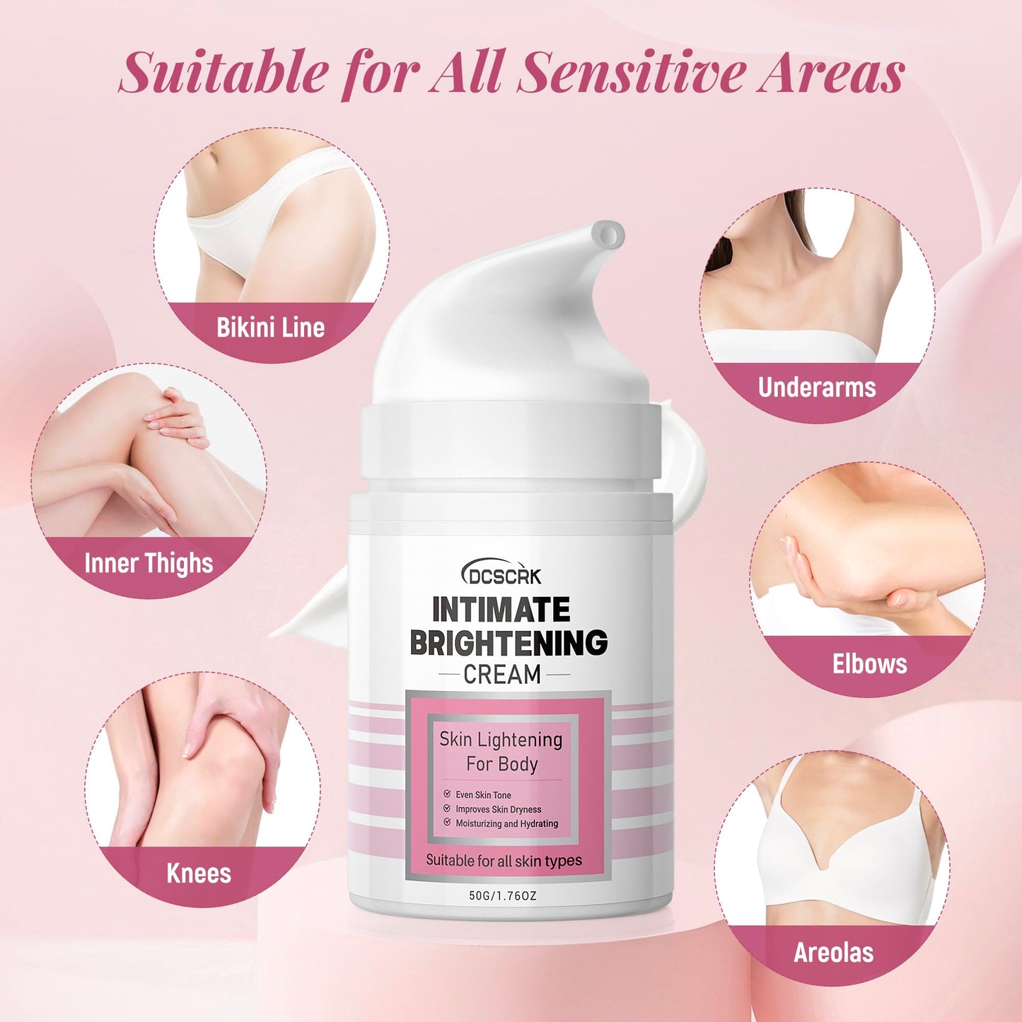DCSCRK Hydrating Body Cream with Salicylic Acid, Niacinamide, Hyaluronic Acid, Face & Body Moisturizer Cream for Face, Body and Sensitive Part (1.76 Fl Oz)