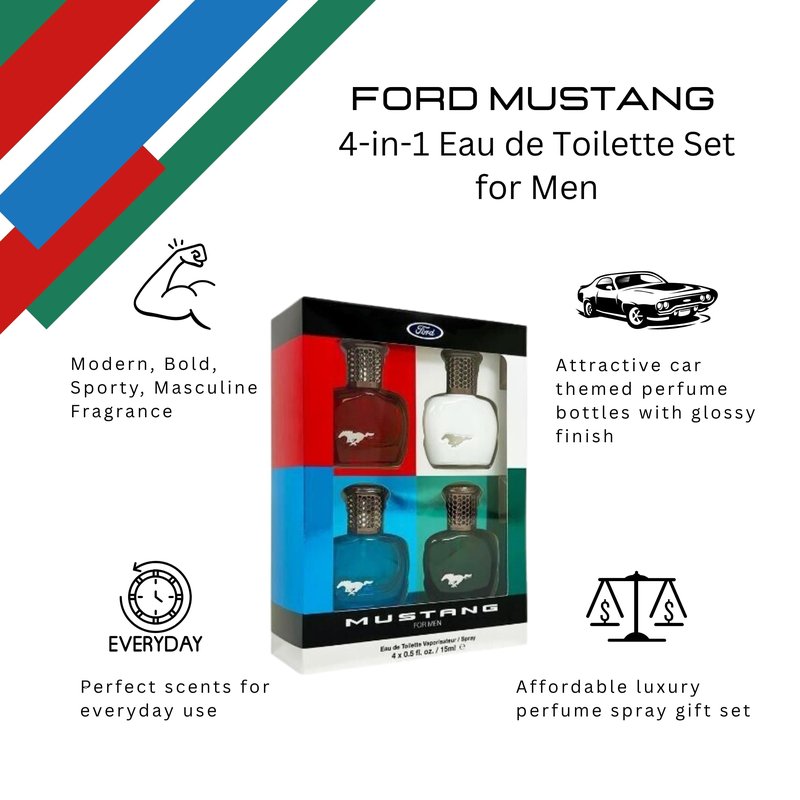 Mustang Perfume for Men Variety Gift Set Mini Travel Sprays EDT 0.51 Ounce