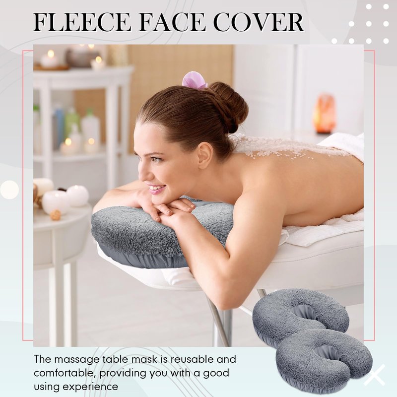 Mixweer 2 Pcs Massage Face Cradle Cover Fleece Massage Table Headrest Cover 14.6'' x 13'' Beauty Bed Headrest Pillow Pad, Exclude Pillow Insert(Gray)