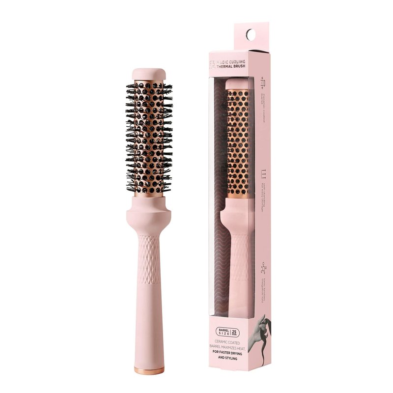 F3 Systems Magic Curling Round Brush (1 Inch) - Non-electronic, Self-Standing Round Brush, Great Blowout, Ceramic Coated Barrel, Quick Styling, Ionic Thermal Barrel, Volumizer, Styler