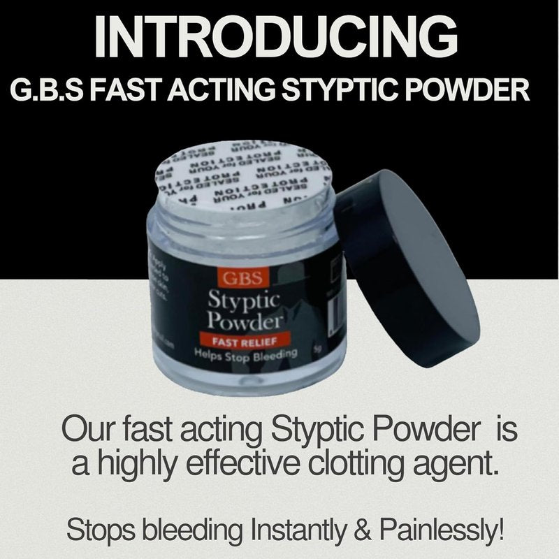 G.B.S Styptic Powder Vials - Stop Bleeding Fast for Cuts & Nosebleeds | First Aid Kit (.18 oz, 12 Pack)
