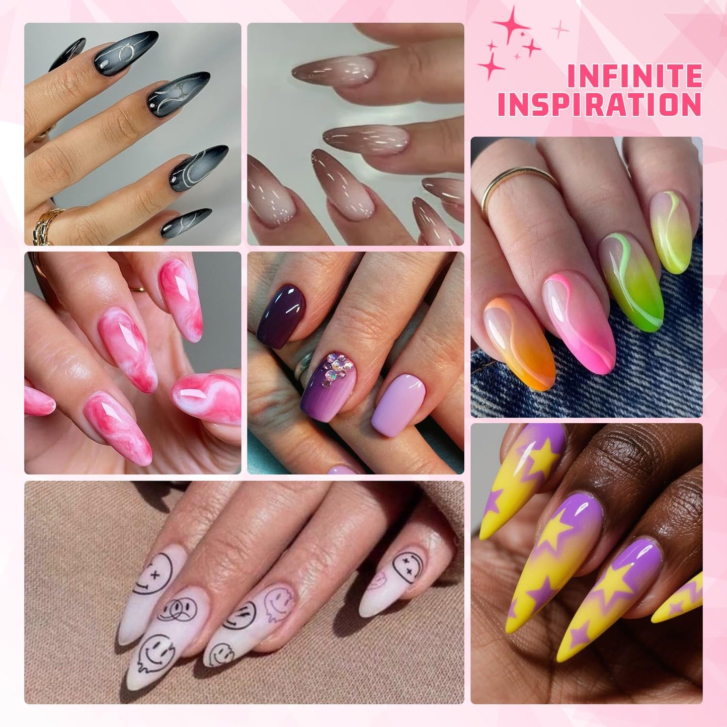 Ombre Nail Gel Set - 9 Colors Sponge Pat Paint for Floral Nail Art, No Wipe, UV/LED Curing
