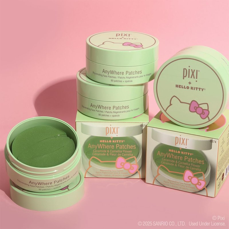 Pixi + Hello Kitty AnyWhere Multipurpose Hydrogel Patches, Hyaluronic, Caffeine & Retinol For Under Eyes, Revitalize Eye Area, 45 pairs / 90 Patches
