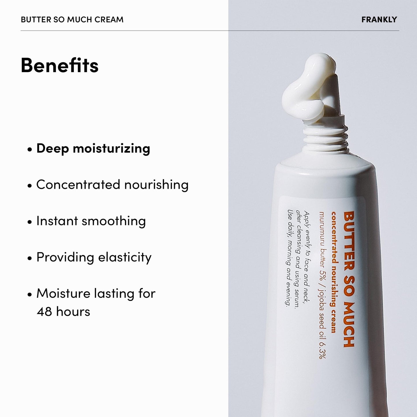 FRANKLY Butter So Much Cream Jumbo - Intense Moisturizing Face Moisturizer with 20% Vegan Butter & Plant Oils, 5% Murumuru Butter & 6.3% Jojoba for Dry & Sensitive Skin - 2.7 fl. Oz.