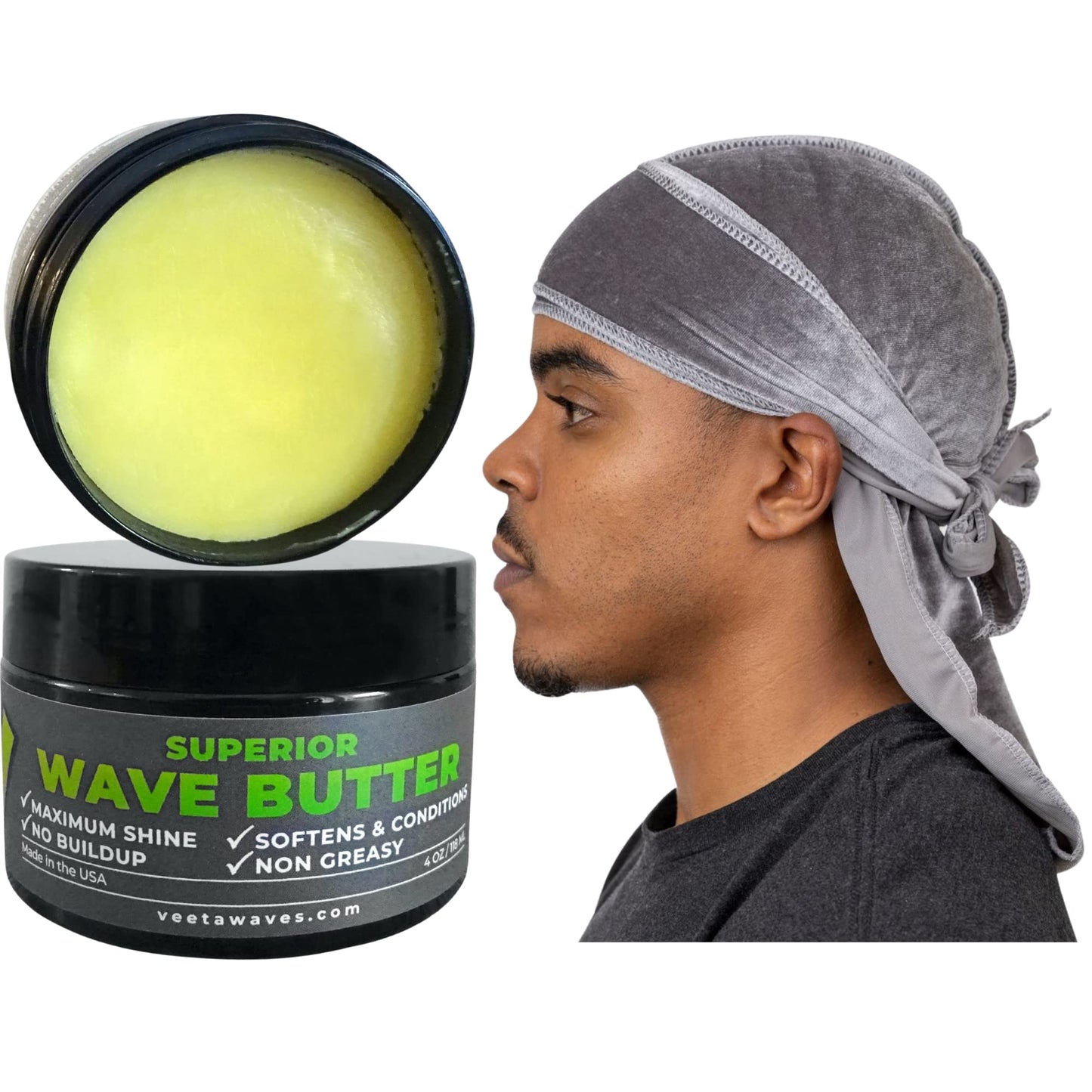 Veeta Superior Wave Butter Superior Silverback Gray Velvet Durag Bundle