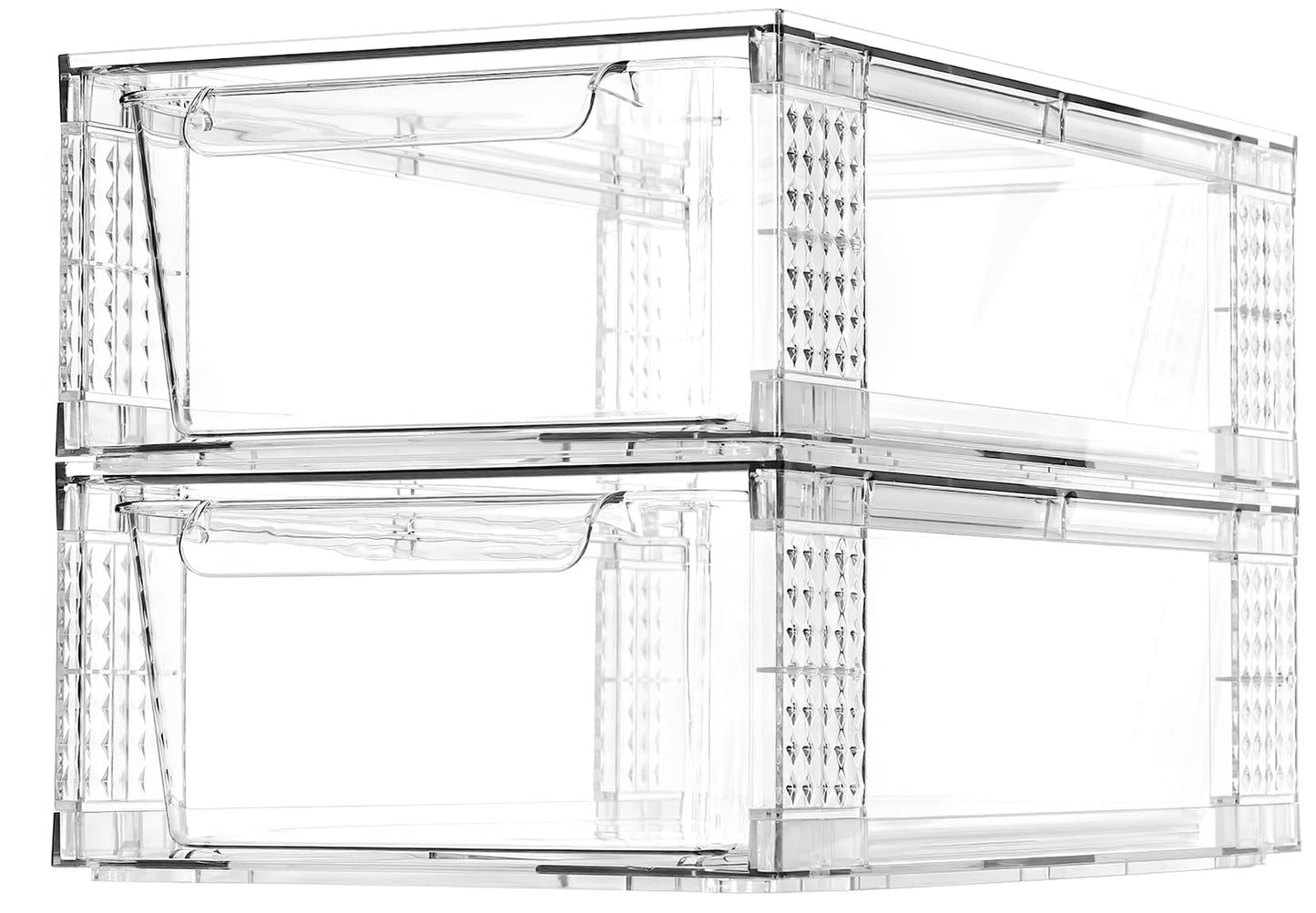 Zero Zoo 4 Pack Clear Stackable Storage Drawers, 3.95" H Easily Assemble Acrylic Organizer Bins - Multi-Use for Make up, Closet, Pantry, Bathroom, Medicine, Kitchen Cabinet & Undersink Organization
