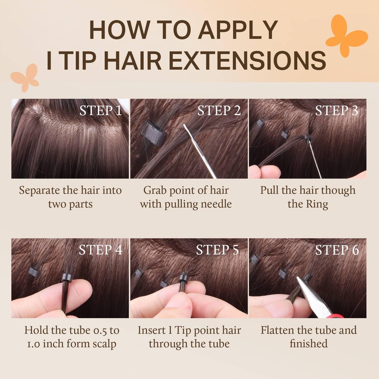 DOORES I Tip Hair Extensions Real Human Hair, Balayage Dark Brown to Chestnut Brown 18 Inch 50g/50s,I Tips Invisible I Tips Extensions Cold Fusion