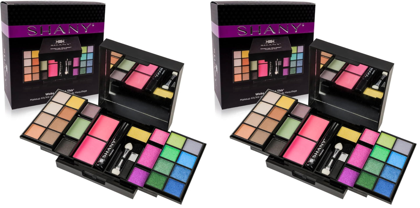 SHANY 'Woke Up Like This' Makeup Kit - Eye Shadows, Blushes, Mascara, and Applicators (Pack of 2)