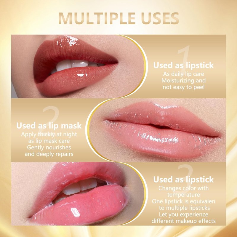 Color Changing Lipstick - Transferproof Gold Foil Crystal Formula | Moisturizing Glossy Shine for Women