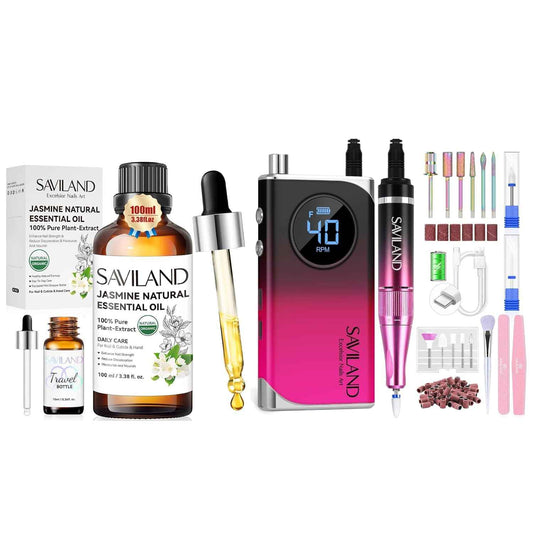 Professional 40000RPM Nail Drill for Acrylics with Jasmine Essential Oil - Rechargeable Efile Machine & Portable Nail Grinder