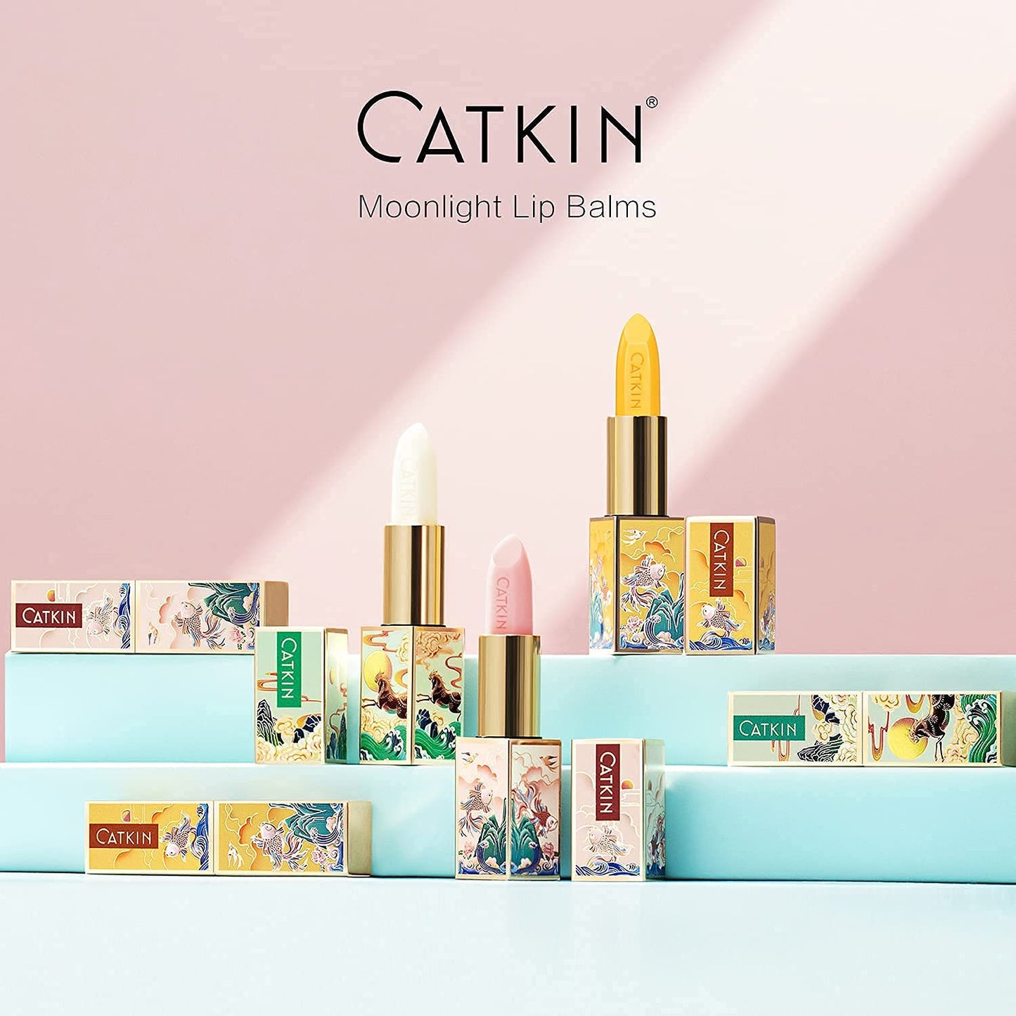 CATKIN 2Pcs Makeup Set Includes Natural Moisturising Lip Balm C01 and C03, Hydrating Lip Balm Chapstick Moisturising Lip Care with Vitamin E