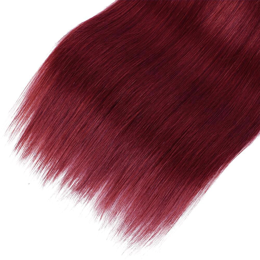 Burgundy Human Hair Bundles Wine Red 22 Inch Color 99J Bundles Human Hair Extension Straight 1 Bundle Burgundy Red Unprocessed Brazilian Virgin Hair 100G/PC