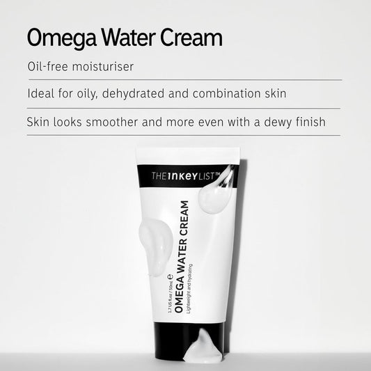 The INKEY List Omega Water Cream, Oil-Free Face Moisturiser, Lightweight Gel, Vegan Friendly Skincare, Suitable For Blemish Prone Skin