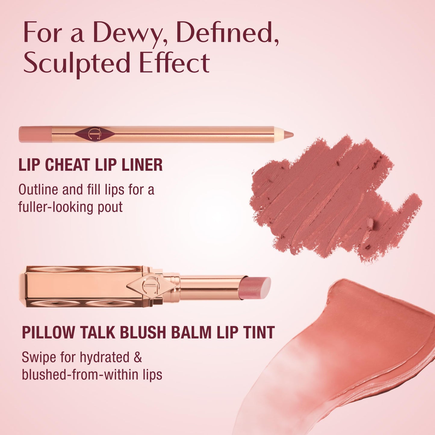 Charlotte Tilbury Pillow Talk Blush Balm Lip Tint - Long-Lasting, Buildable Sheer Tint with Peptides for Hydrated, Blushed Looking Lips - 24 HR Hydration - Blushed Jam