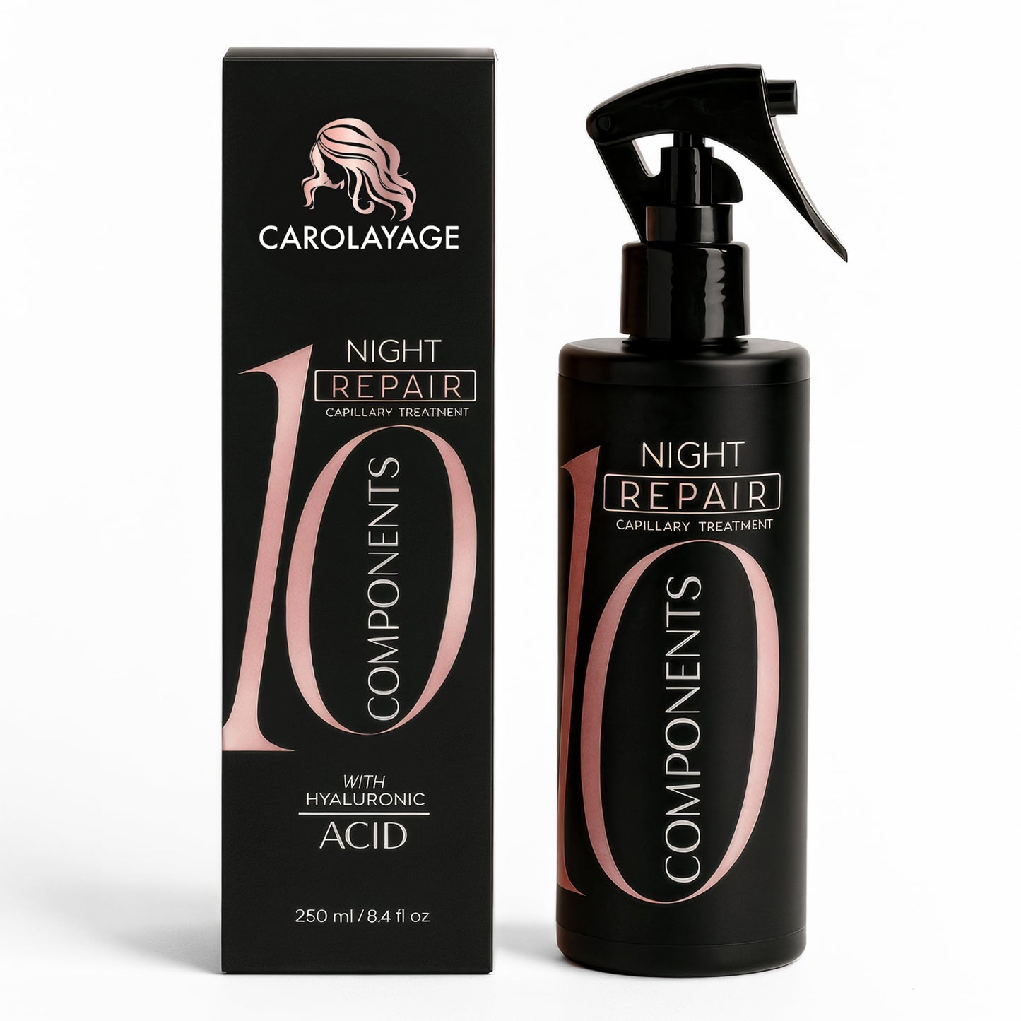 Carolayage Night Repair Treatment for Hair | Hydrating Overnight Hair Mask with Hydrolyzed Keratin and Aloe Vera | Strengthens, Restores Shine, and Reduces Frizz | Leave In, No Rinse Needed, 8.4 fl oz