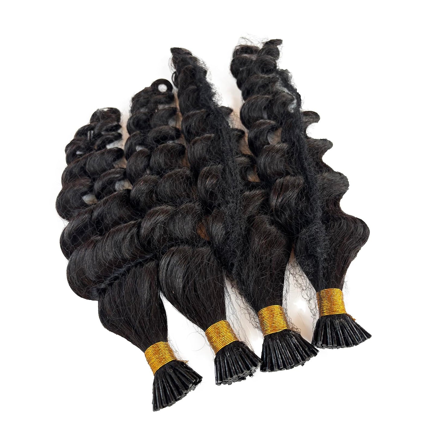 Deep Wave Human Hair Itip Extensions 22 Inch Black Curly I Tip Extensions
