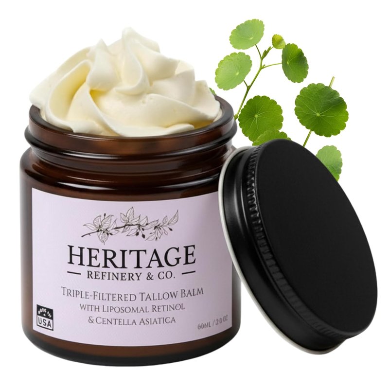 Grass Fed Beef Tallow Face Cream - Anti-Aging Retinol Moisturizer for Sensitive Skin | 2 oz Made in USA